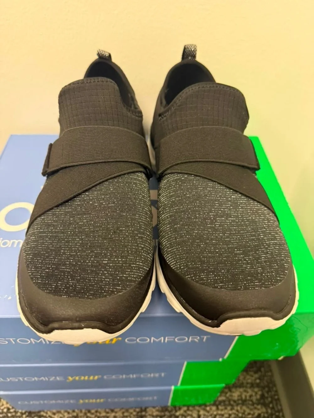 Brand New ABEO Access Metallic Black Women's Comfort Shoes Lightweight Slip-On